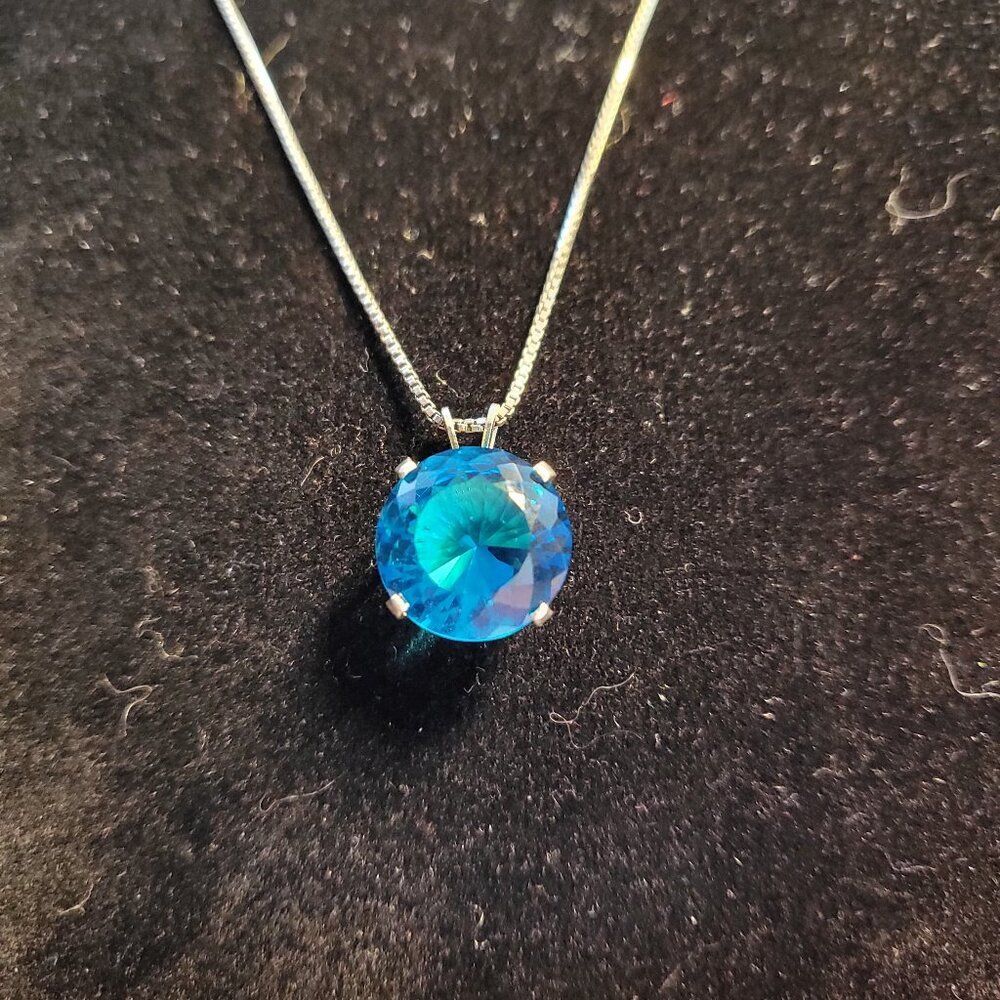 London Blue Topaz Sterling Silver Pendant Necklace